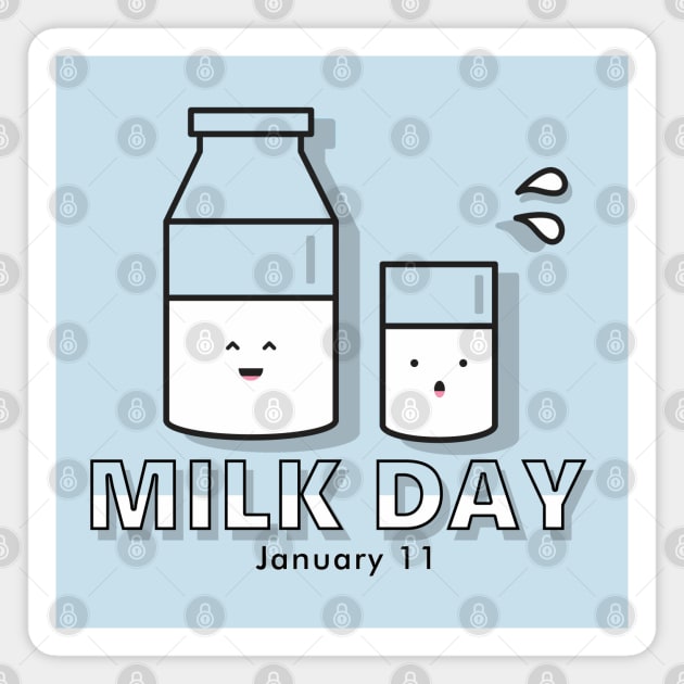 Milk Day, cute kawaii milk glass and bottle Magnet by HolidayBug